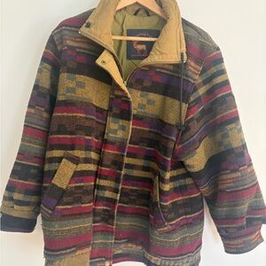 Unisex Vintage Wool Multicolor Patterned Bomber Jacket